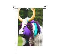 Drapeau décoratif de jardin imprimé tête de vache colorée 30,5 x 45,7 cm - Drapeau de cour pour terrasse, balcon, jardin, pelouse