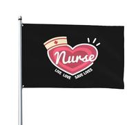 Drapeau Décoratif De Jardin Infirmière Vivre Aimer Sauver Des Vies Durable Bannière Décorative Uv Fade Résistant Drapeau De Bienvenue Pour Vacances Fête Porche 3X5 Ft