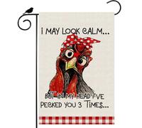 Drapeau Décoratif De Jardin J'Ai Peut-Être L'Air Calme Mais Dans Ma Tête Je T'Ai Déjà Donné Trois Coups Durable Drapeaux Décoratif Uv Fade Résistant Bannière Pour Maison Ferme 12X18 Inch