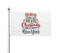 Drapeau Décoratif De Jardin Je Vous Souhaite Un Joyeux Noël Et Une Bonne Année. Durable Bannière Double Face Drapeau Décoratif Pour Vacances Intérieur Ferme 3X5 Ft