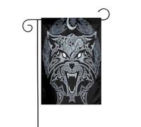 Drapeau décoratif de jardin Odin Viking mythologie nordique loup, pour terrasse extérieure, ambiance de fête de fin d'année (12 x 18 po)