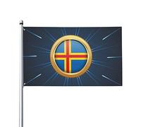 Drapeau décoratif d'extérieur 0,9 x 1,5 m, disque doré Drapeau des îles Aland Drapeau décoratif en polyester léger et élégant, résistant au soleil, à la pluie et à la décoloration.