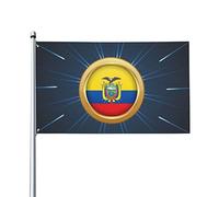 Drapeau décoratif d'extérieur 0,9 x 1,5 m, disque doré Équateur drapeau drapeau décoratif en polyester léger et élégant, résistant au soleil, à la pluie et à la décoloration.