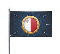 Drapeau décoratif d'extérieur 0,9 x 1,5 m, drapeau doré de Malte Drapeau décoratif en polyester léger et élégant, résistant au soleil, à la pluie et à la décoloration.