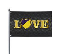 Drapeau décoratif d'extérieur 0,9 x 1,5 m, Golden Love Typography Tokelau Flag Drapeau décoratif en polyester léger et élégant, résistant au soleil, à la pluie et à la décoloration