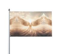 Drapeau décoratif d'extérieur en forme d'ailes d'ange (0,9 x 1,5 m), durable et résistant à la lumière, drapeau de mariage, cour, anniversaire de mariage