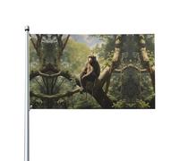 Drapeau décoratif d'extérieur en forme de singe assis sur un arbre (0,9 x 1,5 m), durable et résistant à la lumière, drapeau de mariage pour cour ou anniversaire de mariage