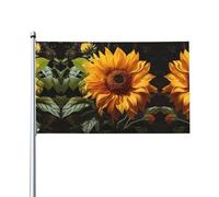 Drapeau décoratif d'extérieur en forme de tournesol jaune sur fond marron (0,9 x 1,5 m), durable et résistant à la lumière, drapeau de mariage ou d'anniversaire de mariage
