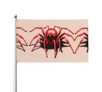 Drapeau décoratif d'extérieur imprimé avec une jolie petite araignée rouge pour décorations de fête intérieures ou extérieures - 3 x 5 pieds