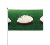 Drapeau décoratif d'extérieur imprimé ballon de rugby blanc pour décorations de fête intérieures ou extérieures - 3 x 5 pieds