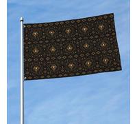 Drapeau décoratif d'extérieur imprimé fleurs de lotus dorées pour jardin, porche, mur, terrasse, porte d'entrée, arrière-cour