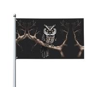 Drapeau décoratif d'extérieur imprimé « Late Night Owl » pour décorations de fête intérieures ou extérieures - 90 x 150 cm