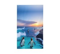 Drapeau décoratif d'extérieur imprimé pingouin et mer pour toutes les saisons Motif unilatéral cour porche patio