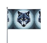 Drapeau décoratif d'extérieur imprimé tête de loup féroce pour décorations de fête intérieures ou extérieures - 3 x 5 pieds