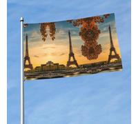 Drapeau décoratif d'extérieur imprimé tour Eiffel Paris automne pour jardin, porche, mur, terrasse, porte d'entrée, bannière de cour