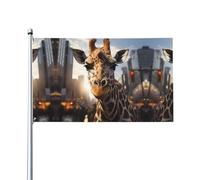 Drapeau décoratif d'extérieur New York Girafe Street (0,9 x 1,5 m), durable et résistant à la lumière, drapeau de mariage, cour, anniversaire de mariage