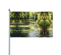 Drapeau décoratif d'extérieur Nymphéas dans l'étang (0,9 x 1,5 m), durable et résistant à la lumière, drapeau de mariage, cour, anniversaire de mariage