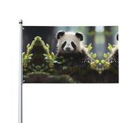 Drapeau décoratif d'extérieur Panda Cubs in the Forest (0,9 x 1,5 m), durable et résistant à la lumière, drapeau de mariage, cour, anniversaire de mariage