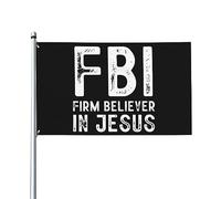 Drapeau décoratif d'extérieur vintage du FBI Firm Believer In Jesus Premium 3x5 pieds - Couleurs vives, coupe-vent et résistant à l'eau - Idéal pour le jardin et les événements