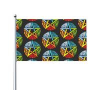 Drapeau décoratif d'extérieur Wicca occulte pentagramme sorcière pentacle wiccan 90 x 150 cm, simple face, en polyester, œillets métalliques, pour l'été et les fêtes