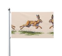 Drapeau décoratif double face à motif lièvre courant, adapté pour accrocher dans le jardin et le porche