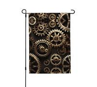 Drapeau décoratif double face avec engrenages steampunk cool 71 x 102 cm, bannière d'extérieur toutes saisons pour porche, terrasse, jardin