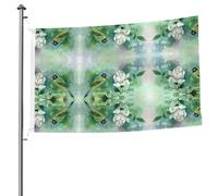 Drapeau décoratif double face avec œillets - 1,5 x 2,4 m - Motif fleurs gardénias - Pour terrasse, porche, événement de groupe.