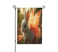 Drapeau décoratif double face en forme de lapin d'ange - Bannière de jardin, parfaite pour la décoration extérieure et intérieure, disponible en deux tailles