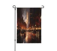 Drapeau décoratif double face Motif rues sous la pluie - Bannière de jardin, parfaite pour la décoration extérieure et intérieure, disponible en deux tailles