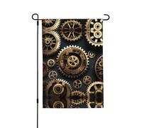 Drapeau décoratif double face Steampunk Engrenages 71 x 102 cm, bannière d'extérieur toutes saisons pour porche, terrasse, jardin