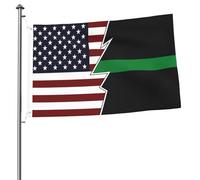 Drapeau Décoratif Drapeau Américain Et Thin Green Line Style Déchiré Durable Drapeau De Jardin Imperméable Bannière Décorative Pour D'Intérieur Balcon Maison 3X5 Ft