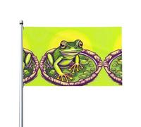 Drapeau décoratif en forme de grenouille dans un étang (0,9 x 1,5 m), durable et résistant à la lumière, drapeau de mariage, cour, anniversaire de mariage