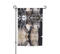 Drapeau décoratif en polyester avec deux loups 45 x 30 cm - Parfait pour la décoration de jardin ou de terrasse