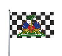 Drapeau décoratif extérieur 0,9 x 1,5 m, armoiries d'Haïti Drapeau décoratif en polyester léger et élégant, résistant au soleil, à la pluie et à la décoloration.