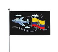 Drapeau décoratif extérieur 0,9 x 1,5 m, avion avec drapeau Équateur Drapeau décoratif en polyester léger et élégant, résistant au soleil, à la pluie et à la décoloration