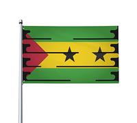 Drapeau décoratif extérieur 0,9 x 1,5 m, drapeau Sao Tomé et Pricipe Drapeau décoratif en polyester léger et élégant, résistant au soleil, à la pluie et à la décoloration.