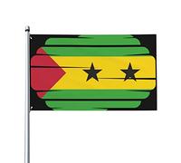 Drapeau décoratif extérieur 0,9 x 1,5 m, drapeau Sao Tomé et Principe Drapeau décoratif en polyester léger et élégant, résistant au soleil, à la pluie et à la décoloration.