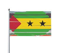 Drapeau décoratif extérieur 0,9 x 1,5 m, drapeau Sao Tomé et Principe Drapeau décoratif en polyester léger et élégant, résistant au soleil, à la pluie et à la décoloration.