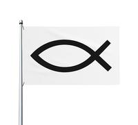 Drapeau décoratif extérieur de qualité supérieure, symbole du poisson Jésus, christianisme, 3x5 pieds, couleurs vives, coupe-vent et résistant à l'eau, idéal pour le jardin et les événements