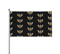 Drapeau décoratif extérieur doré avec ailes d'Ankh et symboles des dieux égyptiens, 90 x 150 cm, simple face, en polyester, œillets métalliques, pour l'été