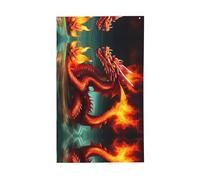 Drapeau décoratif extérieur du Roi Dragon dans le feu 0,9 x 1,5 m, bannière verticale en polyester