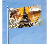 Drapeau décoratif extérieur imprimé Tour Eiffel Paris pour jardin, porche, mur, terrasse, porte d'entrée, bannière de cour