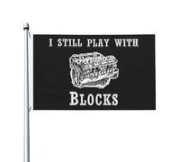 Drapeau décoratif extérieur « Je joue toujours avec des blocs » 3 x 5 pieds