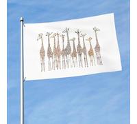 Drapeau décoratif extérieur mignon de girafes de dessin animé amusant pour jardin, porche, mur, terrasse, porte d'entrée, bannière de cour