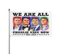 Drapeau décoratif extérieur « Nous sommes tous Charlie Kirk maintenant » Repose en paix, 3 x 5 pieds