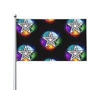 Drapeau décoratif extérieur occulte pentagramme sorcière wiccan pentacle drapeau simple face polyester œillets métalliques machine à ressort 3x5 pieds