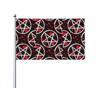 Drapeau décoratif extérieur pentagramme wiccan païen occulte 90 x 150 cm, simple face, en polyester, œillets métalliques, lavable et résistant aux intempéries