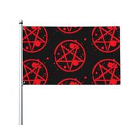 Drapeau décoratif extérieur wiccane païen sorcière occulte pentagramme 3 x 5 pieds, simple face, en polyester, œillets métalliques, lavable et résistant aux intempéries