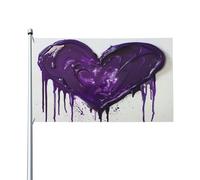 Drapeau décoratif imprimé d'amour violet pour l'extérieur, utilisé pour les cours, jardins, maisons et terrasses