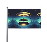 Drapeau décoratif imprimé « Descendance de vaisseau spatial » pour décorations de fête intérieures ou extérieures - 3 x 5 pieds